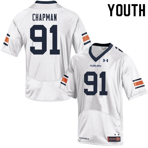 Youth #91 Oscar Chapman Auburn Tigers College Football Jerseys Sale-White